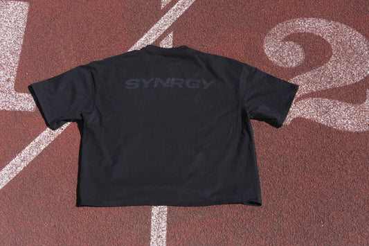 Oversized Cropped Boxy T-Shirt - Black