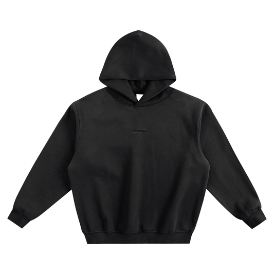 Fleeced Boxy Hoodie - Black