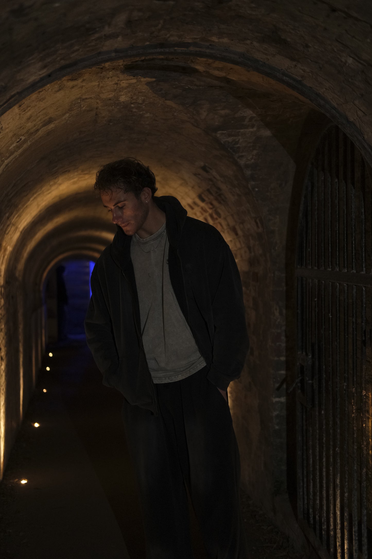 Boxy Zip-Up Snow Washed Hoodie - Black