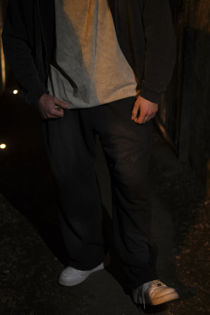 Loose Fit Snow Washed Joggers - Black