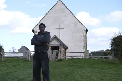 Boxy Zip-Up Snow Washed Hoodie - Black