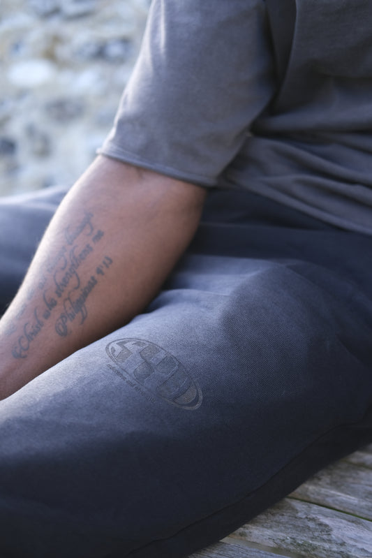 Loose Fit Snow Washed Joggers - Black