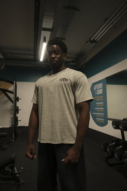 Oversized Snow Washed T-Shirt - Grey/White