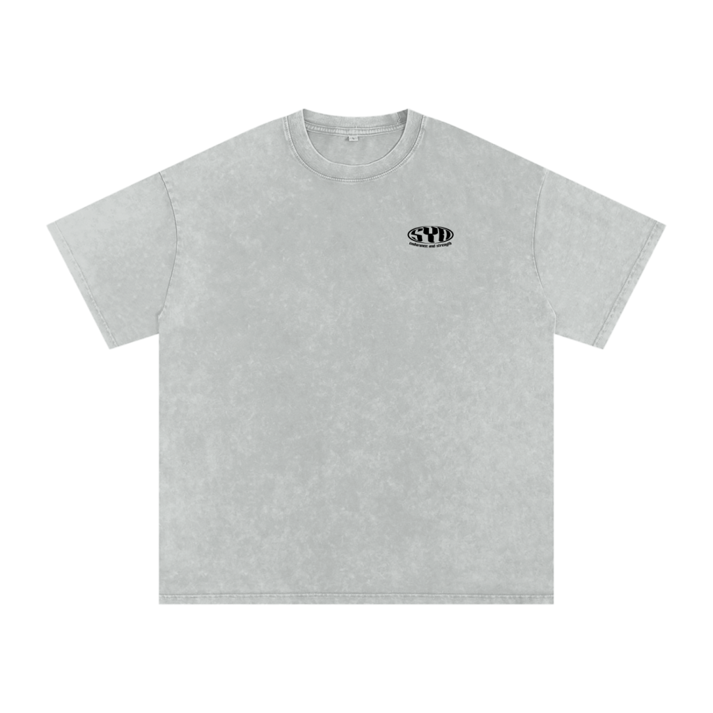 Oversized Snow Washed T-Shirt - Grey/White