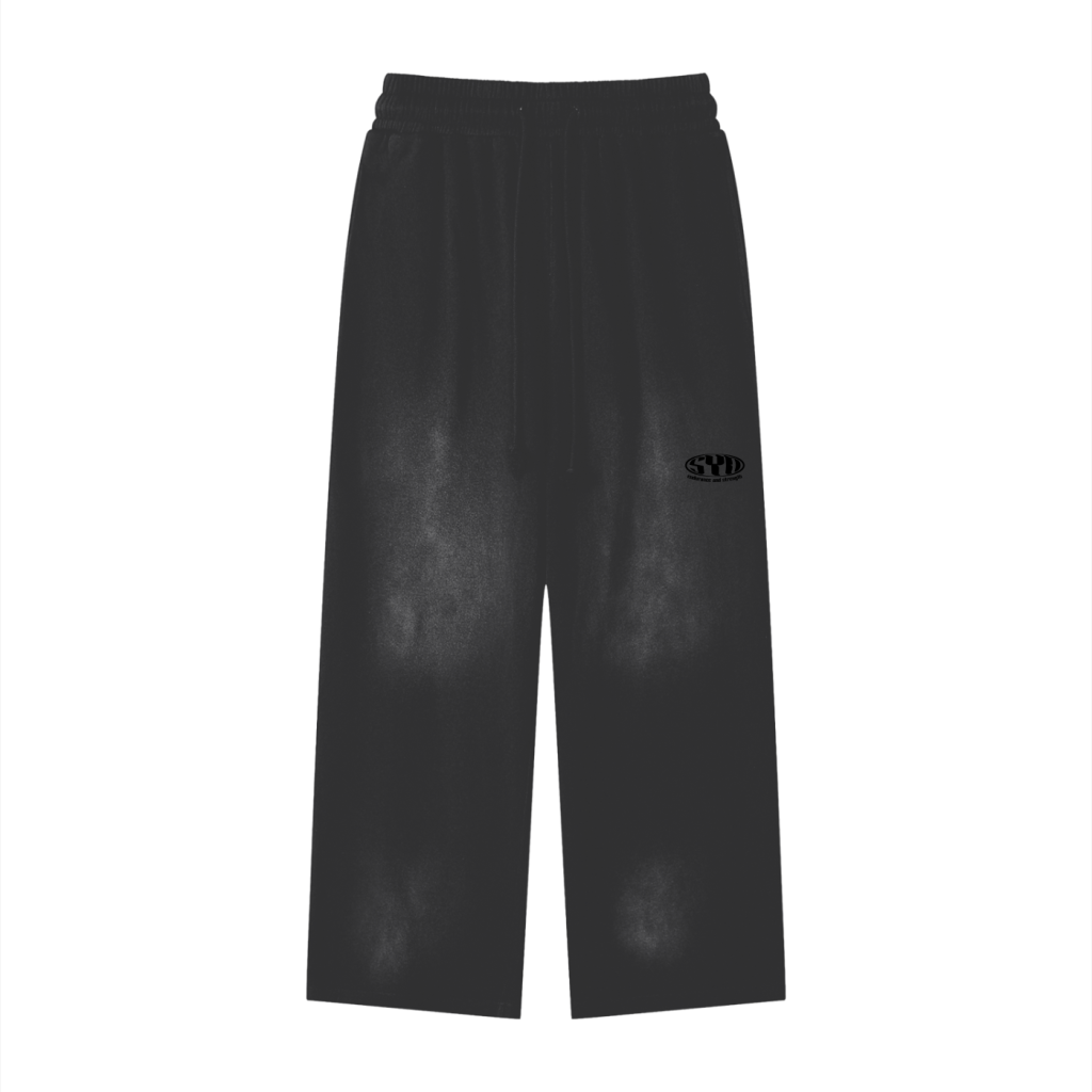 Loose Fit Snow Washed Joggers - Black
