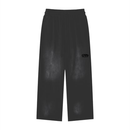 Loose Fit Snow Washed Joggers - Black
