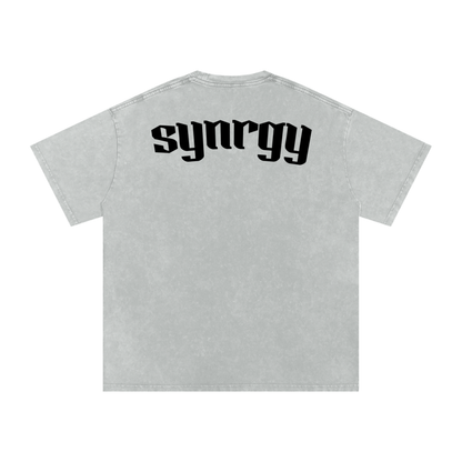 Oversized Snow Washed T-Shirt - Grey/White